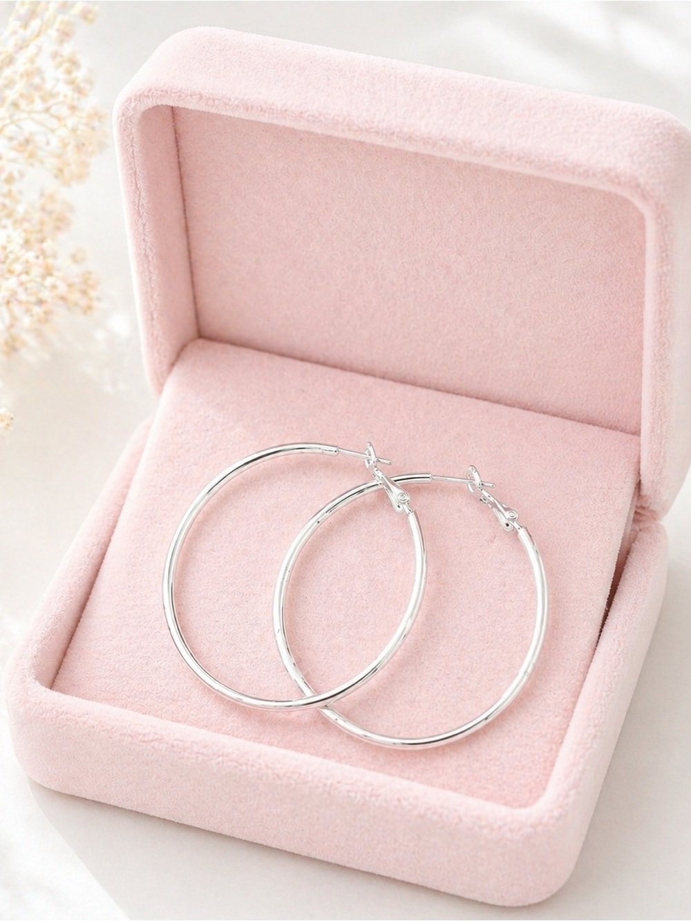 Sterling Silver Hoop Earrings - Women Jewelry 50/60 mm - Picture 12 of 13
